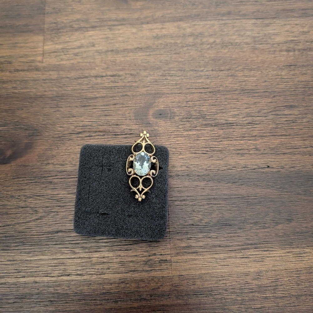 Rarities Carol Brodie - Gold plated over SS, large Prasiolite Tattoo Ring, size